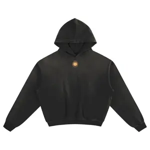 Sunfade Boxy Graphic Hoodie - Unisex Cotton Sweatshirt, Cropped Fit, Vintage Style, Ideal for Women's Wear