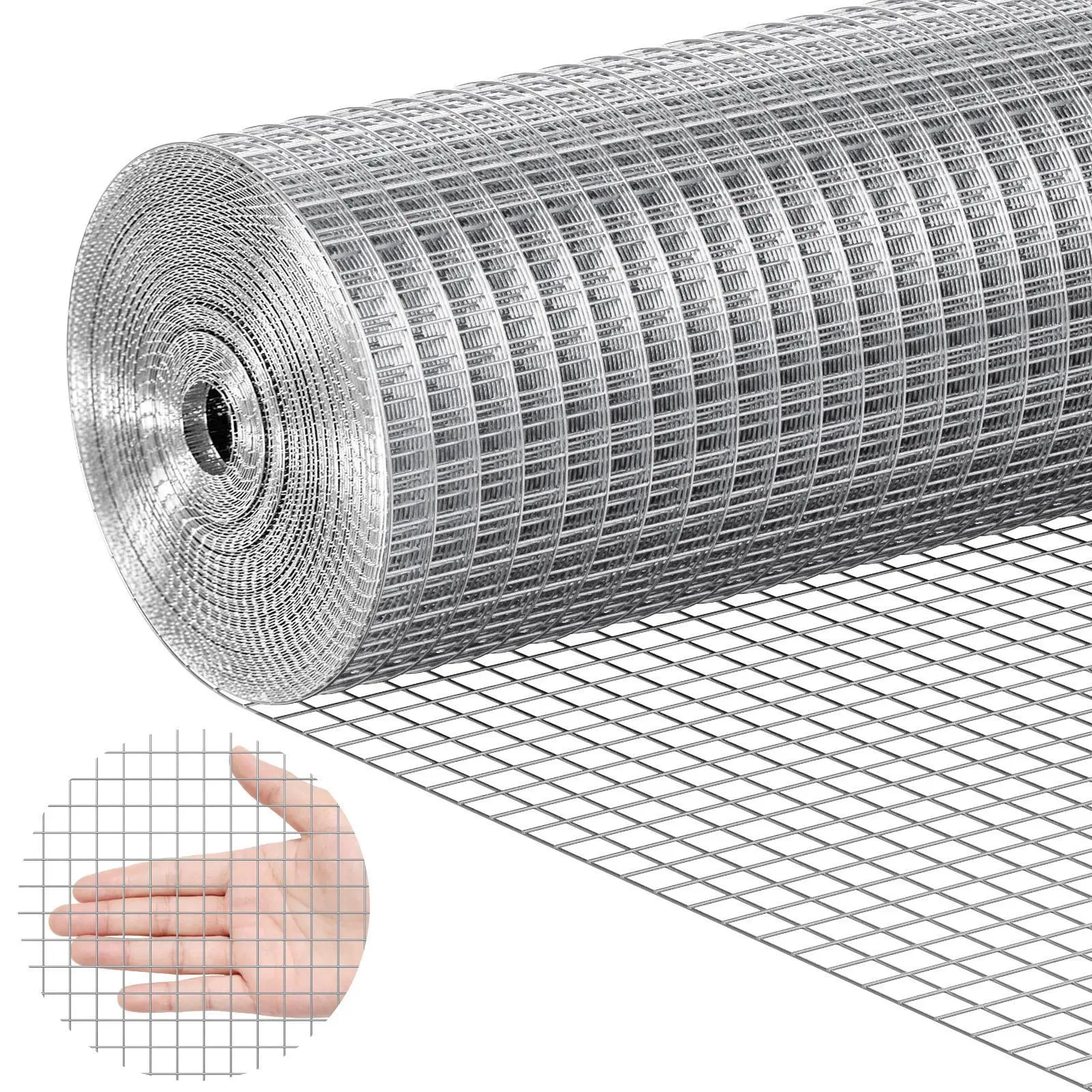 VEVOR Hardware Cloth, TikTokShopBlackFriday, 1/2 inch 24in x 25 ft 19 Gauge, Hot Dipped Galvanized Wire Mesh Roll, Chicken Wire Fencing, Wire Mesh for Rabbit Cages, Garden, Small Rodents