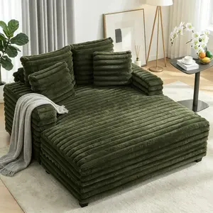 53'' Oversized Faux Fur Upholstered Boneless Sleeper Sofa Bed - Fluffy Deep Cloud Seat Chaise Lounge Chair for Living Room, Bedroom-Shipped in 2 Boxes
