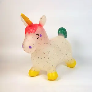 Inflatable Unicorn Hopper Toy for Kids – Glitter Speckled Bouncy Ride-On
