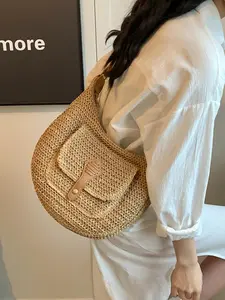 Women's Fashionable Straw Crossbody Bag, Large Capacity Shoulder Bag for Daily Used, Casual Trendy Versatile High-quality Daily Commuting Bag, Casual Crossbody Bags