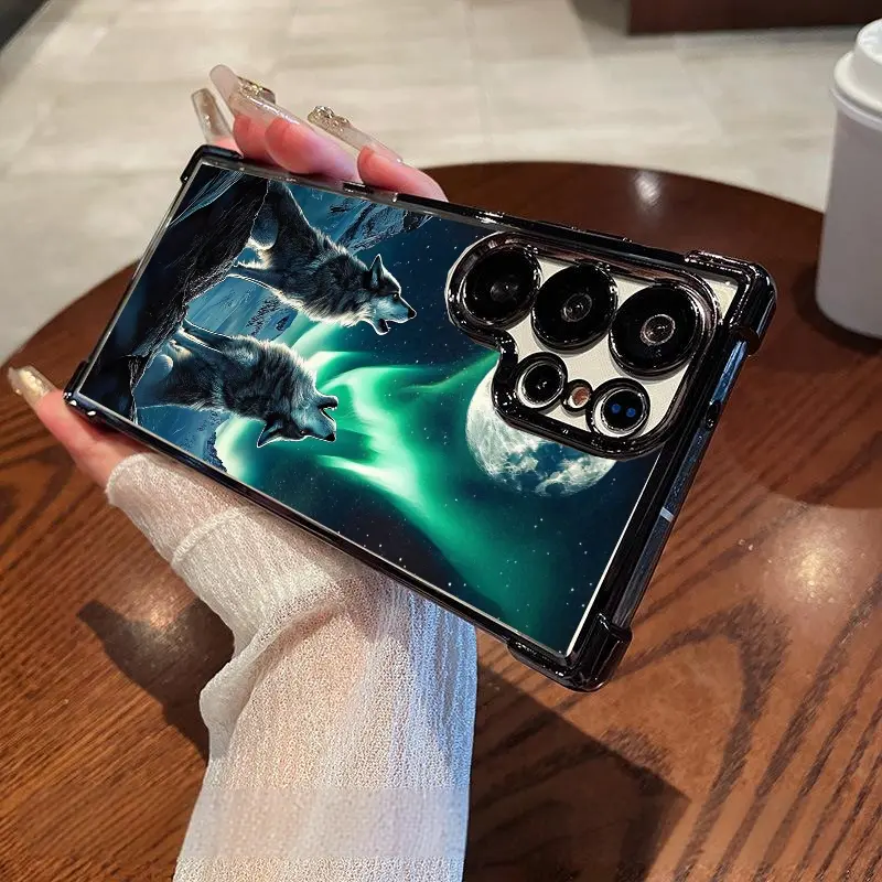 Compatible with S25 Ultra/S24/S23/S22 Phone Case wolf and moon Pattern fashion girl and  boy phone case SXNHD32-20
