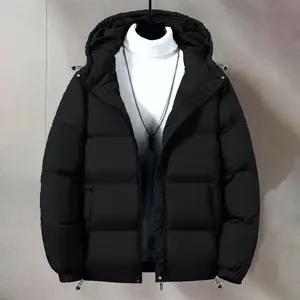 Men's Solid Color Heated Winter Hoodie Jacket - Baggy Oversize Relaxed Fit Heavy-Weight Streetwear Top, Zip-Up Front Hooded Cloth Menswear Outerwear
