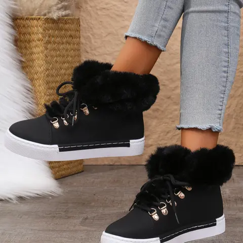 A pair of women's outdoor snow boots new fashionable Korean version versatile fleece thickened trendy short-leg flat snow boots, Casual Warm Boots, cold and warm design, autumn and winter outdoor walking shoes, suitable for daily leisure occasions, gifts