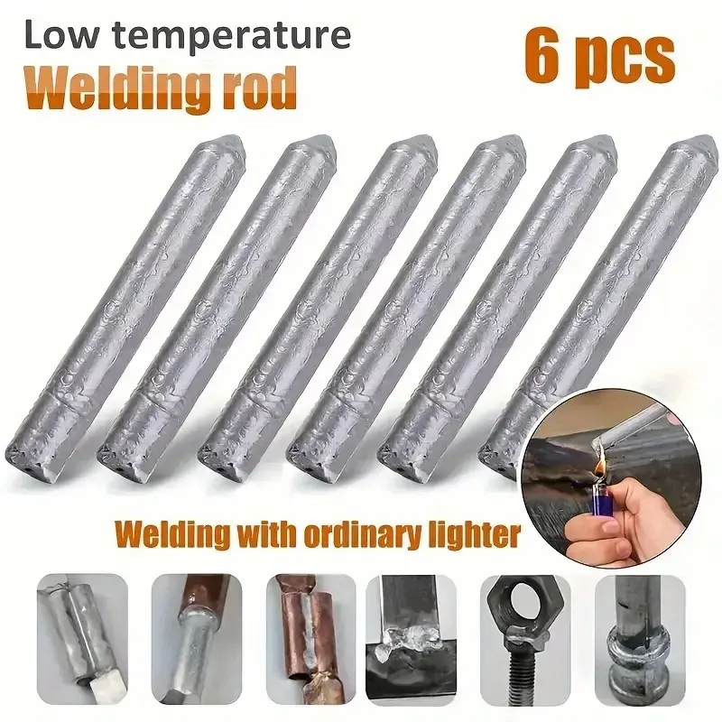 6pcs Universal Low Temperature Welding Rods, Multi-Functional Aluminum Tool for Copper Iron Aluminum Stainless Steel PVC Repair, Welding Accessories