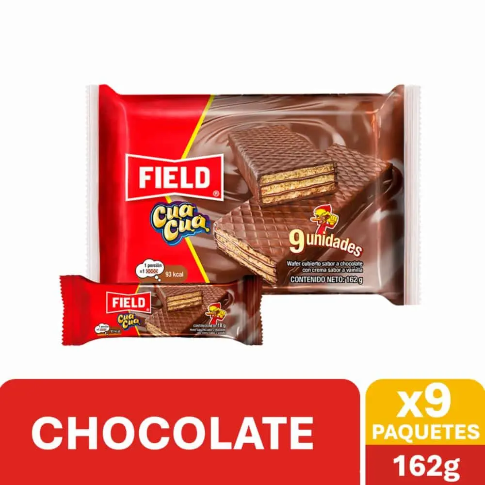CUACUA WAFER CUBIERTO SABOR A CHOCOLATE - 9UNIDADES