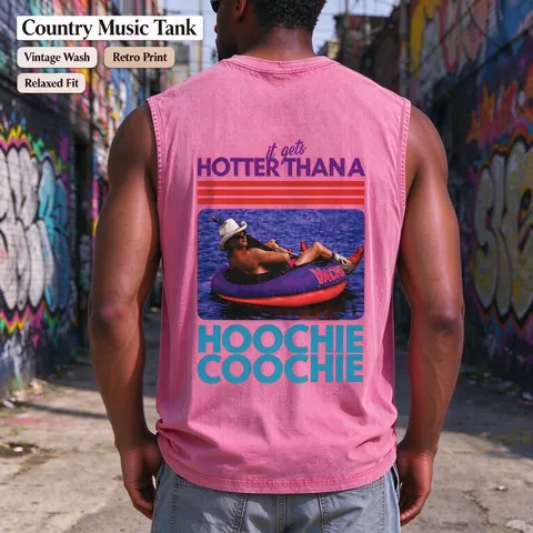 Unisex Oversized Boxy Fit Acid Wash Cotton Blend Tank Top - Chic, Heavyweight, Thick, No Round Neck, Retro Country Music Humor Slogan Graphic, Y2K Streetwear OOTD, Gift for Him, S-5XL