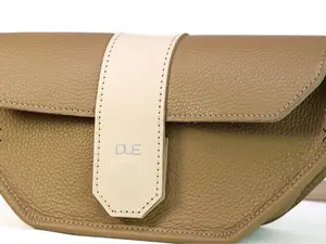 DUE Los Angeles Luna Baguette Hand-Stitched Pebble Leather Bag with Magnetic Flap Closure and Open Compartment for Day to Night Use