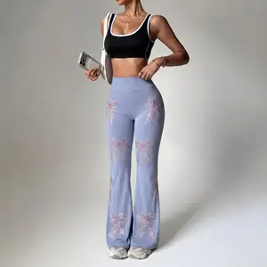 TCH - viral coquette rhinestone bow flare pants for summer