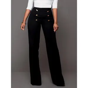 Women’s solid-color high-waisted pants with a double-breasted front and back zipper, fashionable for spring and autumn, suitable for everyday wear. GARMENTARY