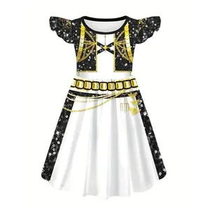 1pc Dress for Girls Therm Party Outfit Christmas Gifts Kids Performance Outfits Girls Clothing Great for Vocal Stage Idol Singers Birthday party World Book Day Thanksgiving Gifts