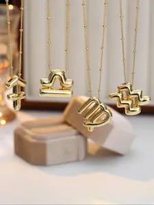 Fashionable Casual Zodiac Pendant Necklace, Fashionable Jewelry Accessories, Fashion Jewelry for Party, Daily Clothing Decor, Trendy All-match & Exquisite Jewelry for Birthday Gift