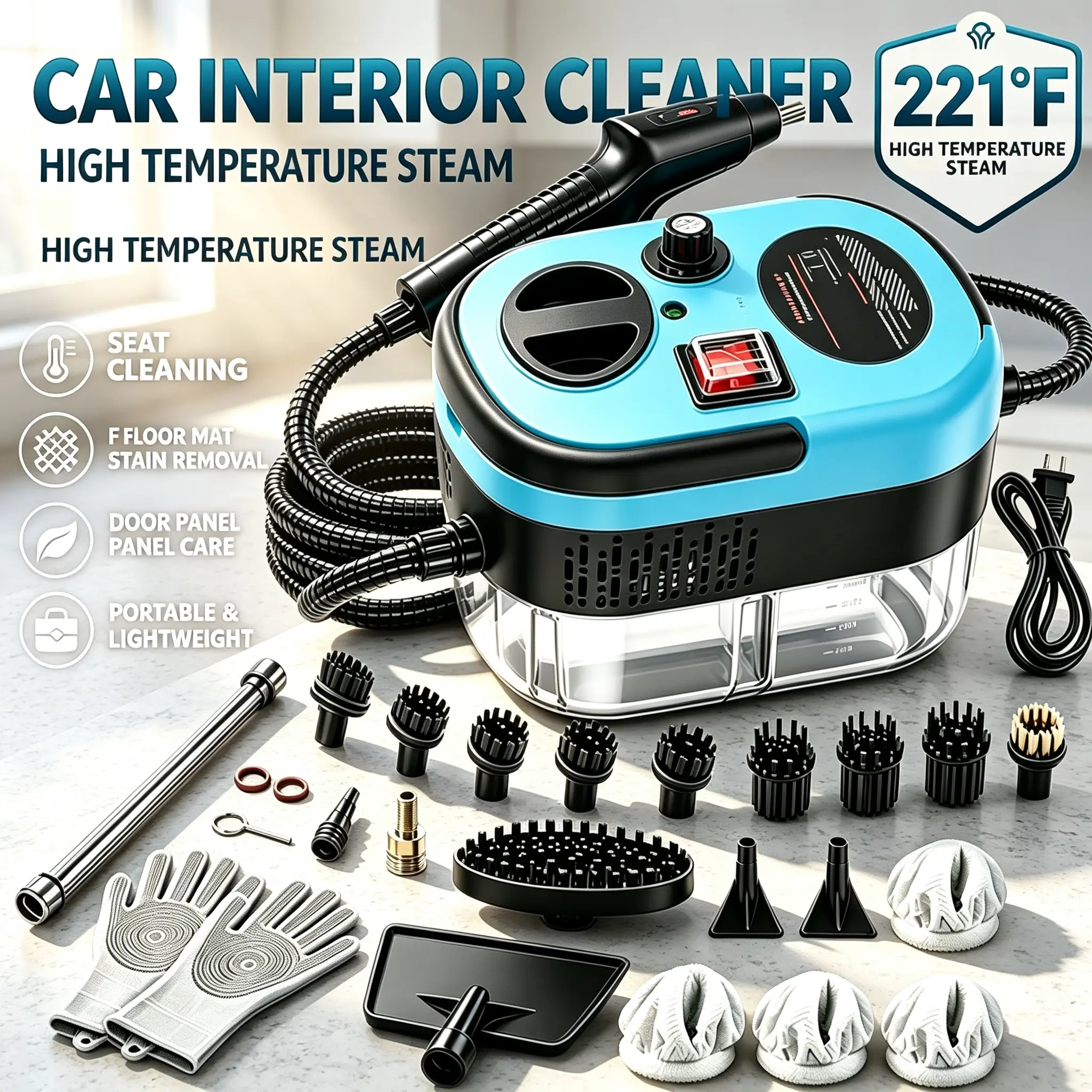 DauHor 2500W High-Pressure Steam Cleaner, Portable Handheld Steam Cleaner,Quick-Heating Adjustable Electric Cleaner with 14/24-Piece Practical Accessories for Whole Home Use, Floor Cleaning Mop,sohochic