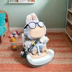 Mini Car Seat Doll Display Stand with Clips for Labubu, Durable PVC Base, Dual Purpose Support, Fits 10-17cm Dolls, Dollhouse Decor