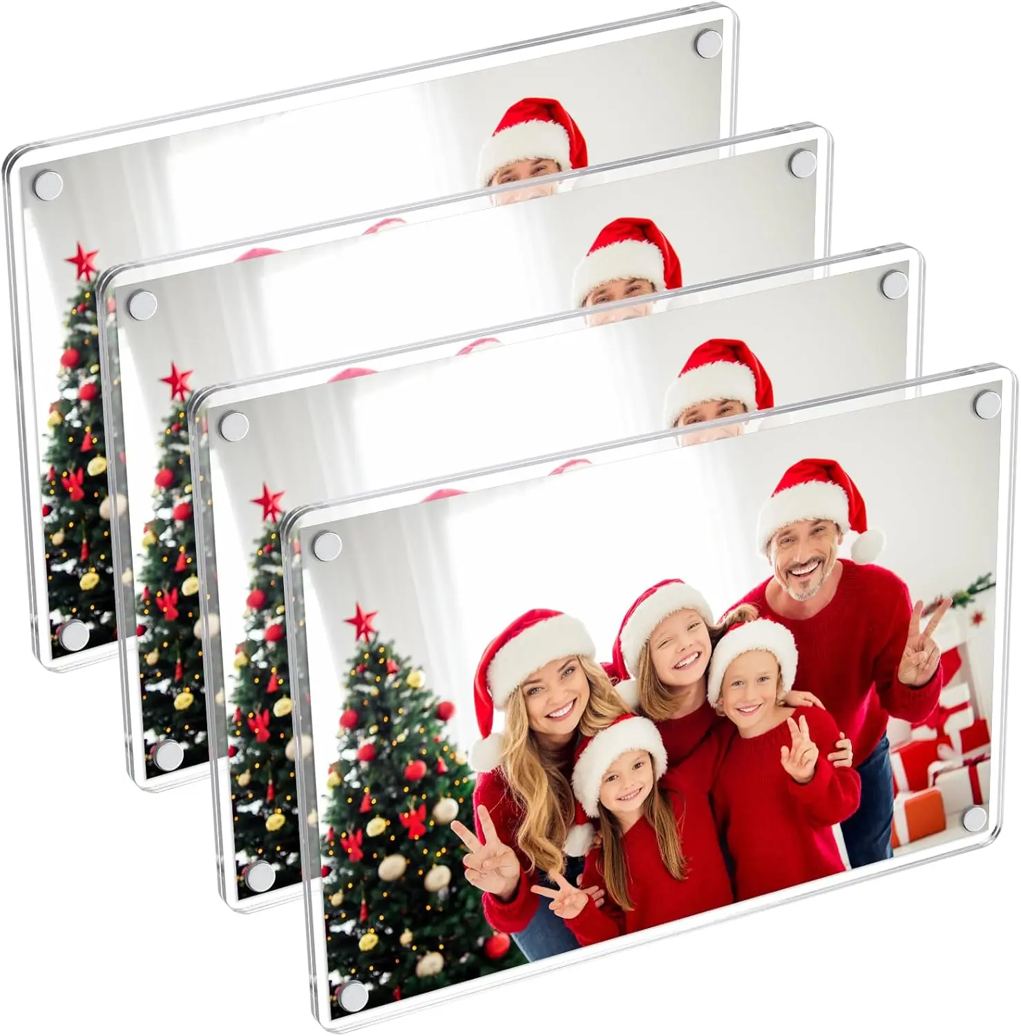 4 Pack 46 In  Fridge  Frame, Photo Picture Frames, Double Sided Photo Refrigerator  Picture Frame, Clear Picture Display Frame