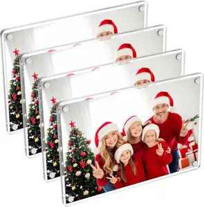 4 Pack 46 In  Fridge  Frame, Photo Picture Frames, Double Sided Photo Refrigerator  Picture Frame, Clear Picture Display Frame
