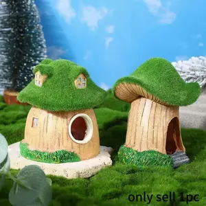Miniature Landscape Fake Moss Mushroom House Aquarium Decorative Piece Fish Tank Ornament Moss Hideaway Tree Resin Craft