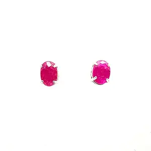 Oval Cut Ruby Stud Earrings