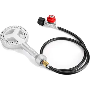 High  Cast-Iron  Burner ,Round Burner  with 20 PSIG Adjustable High   Regulator with Hose and Brass Fitting for  Burner  for Cooking Outdoor
