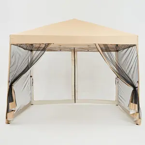 10x10ft Quick Setup Pop Up Canopy Tent, Waterproof Outdoor Gazebo Shelter with Mesh Sidewalls and Mosquito Netting, Portable Folding Tent for Patio, Backyard, Camping & Outdoor Events