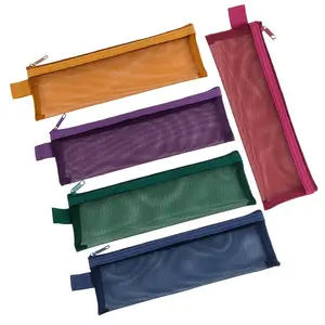 5-Piece Portable Durable Nylon Mesh Makeup Brush Storage Bag, Transparent Large Capacity, Multi-Color, Travel Essential, Professional Use