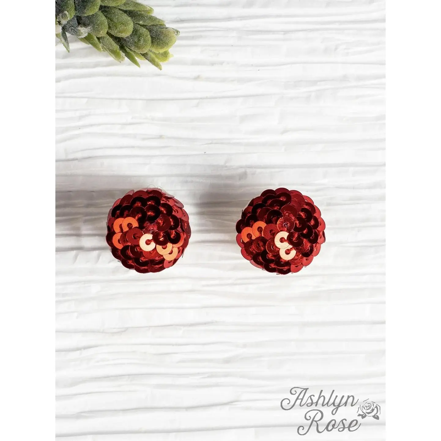 Sparkle in Your Eyes Sequin Stud Earrings-Red
