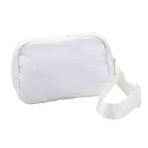 White Polyester Crossbody Belt Bags – 8 1/4" x 5 1/2", 6 Pieces