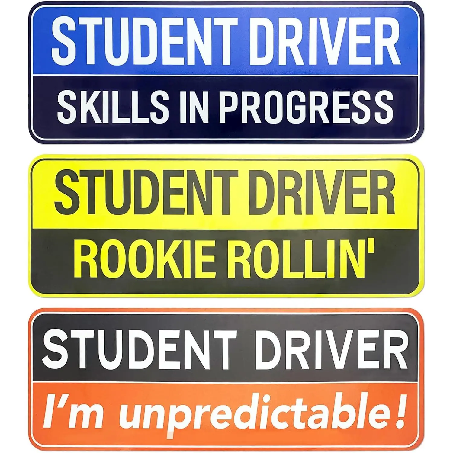 3PCS Student Driver Magnetic Stickers for Car - Removable Novice Driver Safety Signs, Reflective Bumper Magnets for New Drivers, Teen & Learner Permit Accessories (New Driver 3PCS-2)