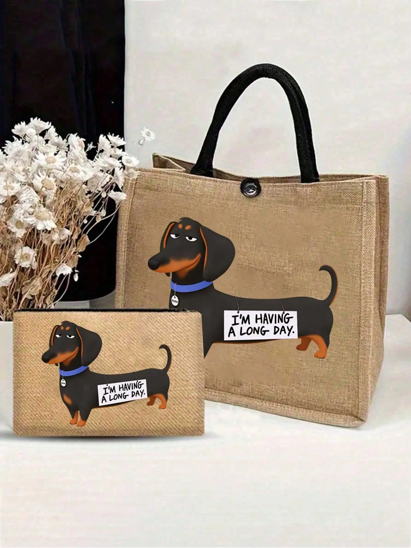 Dachshund Tote Bag Set, Reusable and Portable Lunch Storage, Ideal for Daily Commuters and Pet Lovers