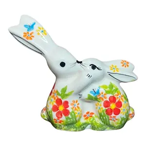 Lidia's Polish Pottery Kissing Bunny Figurine