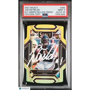 2021 Panini Select Justin Fields  D/C Green/Yellow Prizm PSA 9 Auto