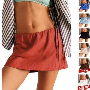 SCUSTY Summer 2025 Trend Reversible Cotton Skorts Casual Cute Flip-Design A-Line Mini Skirts with Ruffle Inner Waistband