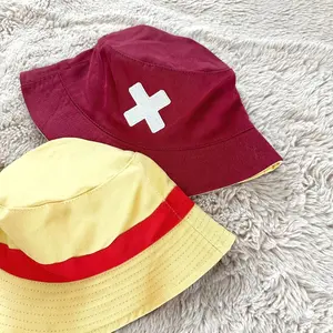 Reversible Embroidered Bucket Hat | Anime Pirate Cotton Hat