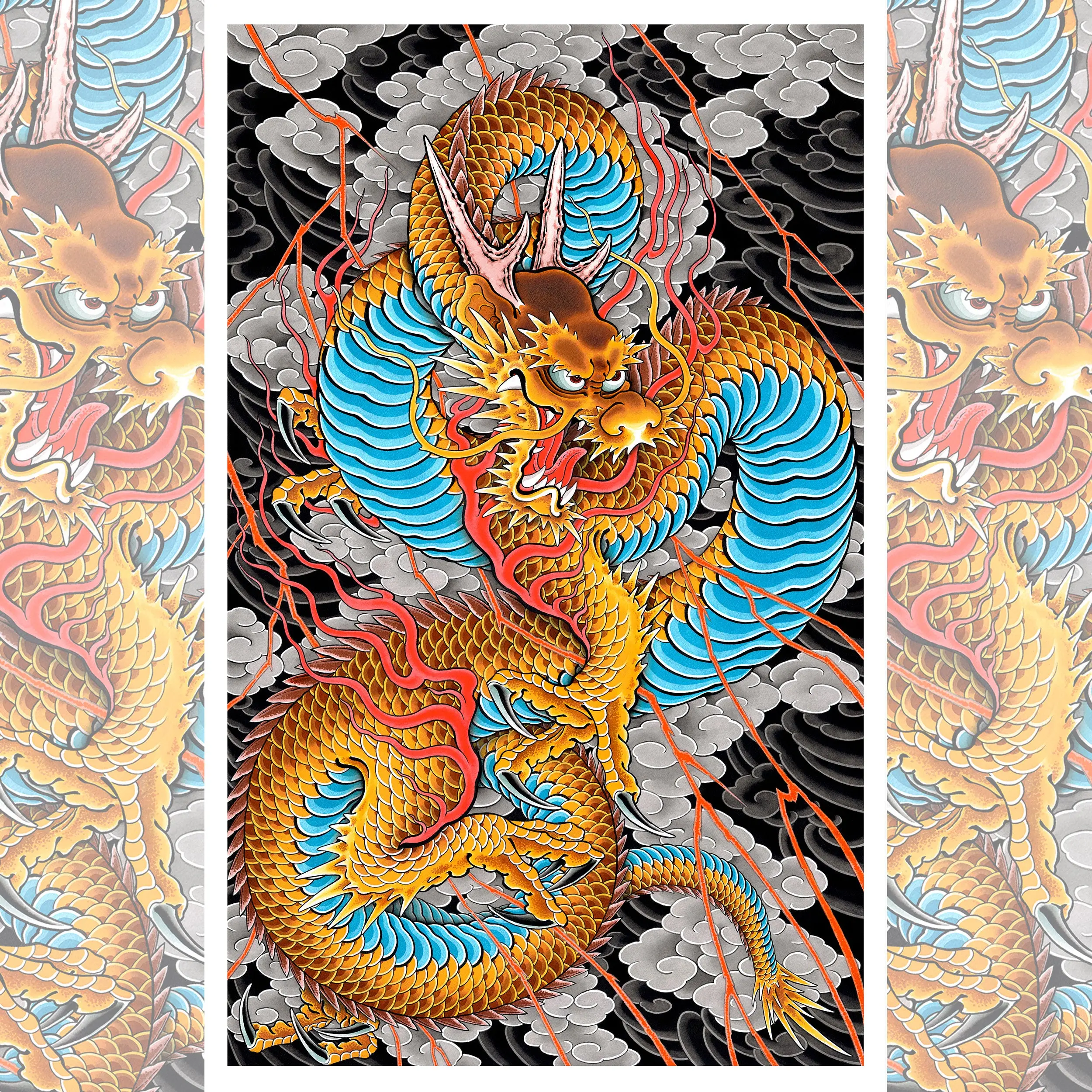 Alex Rusty The Golden Dragon Limited Edition Giclee Print on 340gsm Cotton Paper Archival Pigments Sydney AU20X32 Decor Artistic Wall Photo Room Ornaments