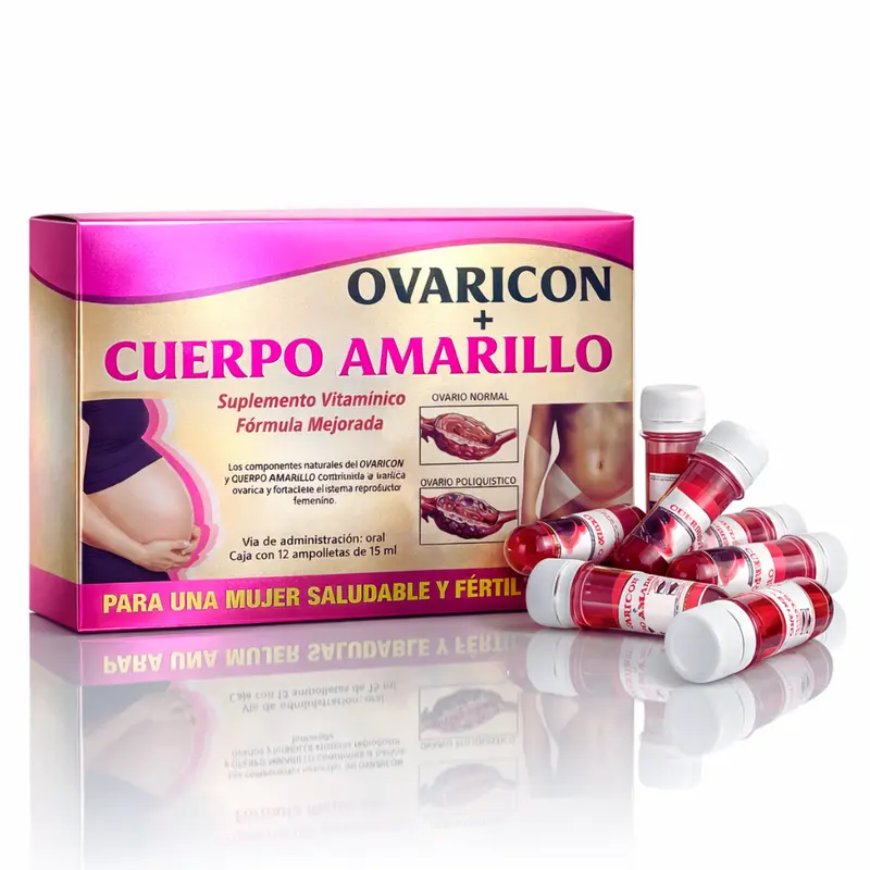 Women's Viral Ovaricon + Cuerpo Amarillo Wellness Supplements - 12x15ml Microdoses Vitamin B Complex, MSM + Glucosamine, Antioxidant Dietary Supplement for Health & Fitness