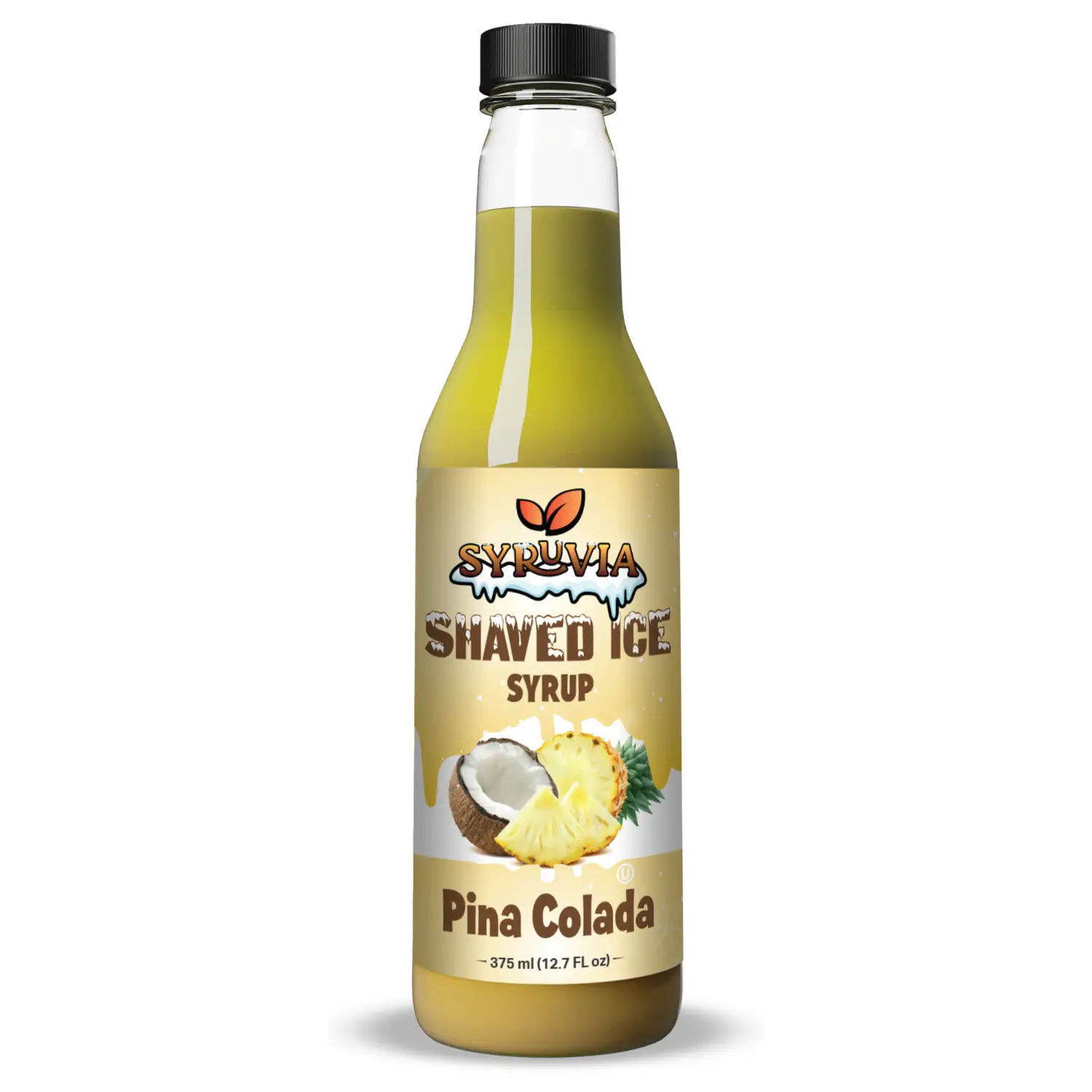 Syruvia Snow Cone Syrup 12.7oz - Pina Colada Syrup For Shaved Ice, Snow Cones, Slushies, Italian Soda and Popsicles. Kosher, Dairy-Free Sweet Beverage
