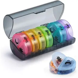 Weekly Pill Organizer 7 Day AM PM, Large 2 Times a Day Vitamin Box with Extra Large Compartments, Leak Proof Portable Travel Pill Case for Pills & Supplements