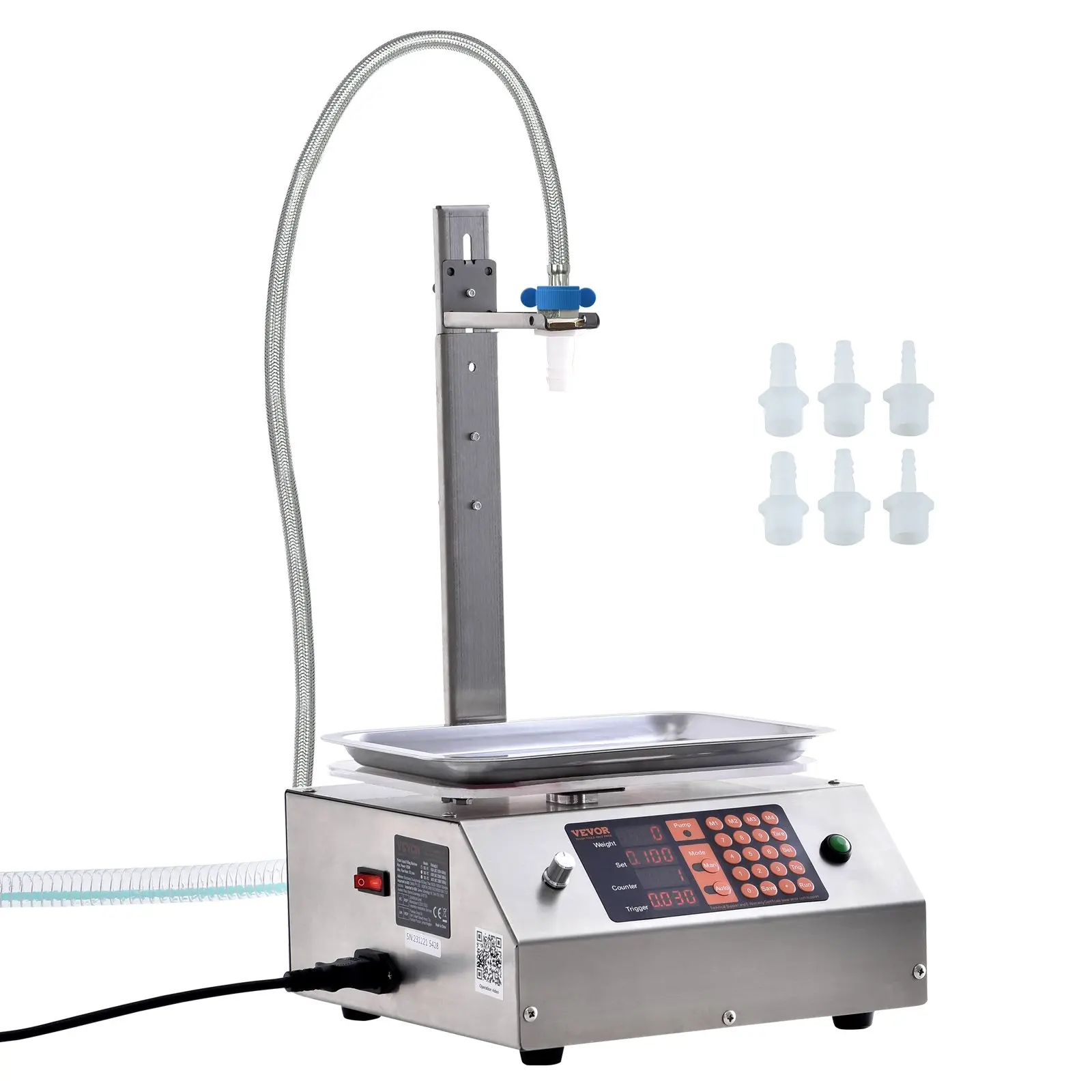 VEVOR Liquid Filling Machine, 30-15000 g Weighing Capacity, Automatic Bottle Filler Machine Bottling Machine Digital Control for Milk, Water, Oil, Wine, Beverage, Detergent, Shampoo (Single Nozzle)