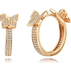 Cubic Zirconia Hoop Earrings,Three Row Diamon | Arrows | Double Row of Diamonds Huggie Earrings for Women
