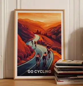 Cycling Adventure Travel Poster, Road Bike Wall Art