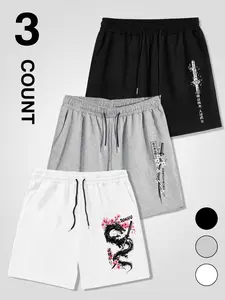Tokyo Sakura & Dragon 3-Piece Shorts Set, 2026 Japanese Style Streetwear Oversized 5-Inch Shorts, Multi-Color Options, Ideal for Street Outfits, Edgy Gatherings, Daily Wear, A Standout Piece to Showcase Oriental Martial Vibe.Three-piece set