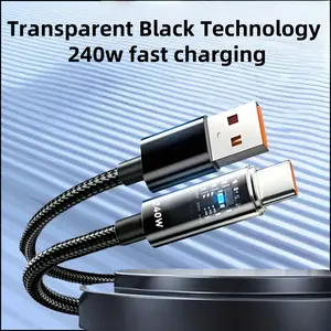 240W Type-C Fast Charging Data Cable, Durable Nylon Braided Design USB-A to USB-C Cable, High Speed Data Transfer Cable for All Devices, Cellphone, Electronic, Mobile