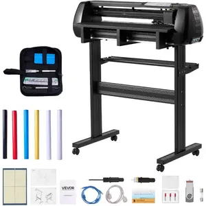 VEVOR Vinyl Cutter Machine, 28 inch Max Feed Width, Dual Blades, Adjustable Force and Speed, LED Display, Vinyl Plotter Cutter Printer Bundle with Sticker Sheets, Transfer Film, Signmaster SoftwareVEVOR Super Brand Day