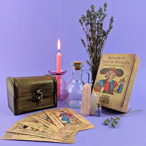 SPANISH Marseille Tarot Deck for Beginners with Meanings on Each Card for Easy Interpretation – Learn to Read Tarot with The Classic Marseille Deck