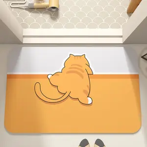 Super absorbent quick drying diatomaceous earth bath mat - anti slip soft bathroom, kitchen and indoor floor mat, cute pet pattern design | Durable diatomaceous earth material (customizable)