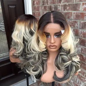 5x5 100% Human hair Ombré blonde wavy mix. Layered with 14” 16” and 18” + 5x5 closure. (300 grams)