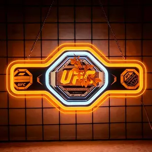 UFC Belt Neon Sign UFC Freedom 250 Neon Light for Gaming Bedrooms, Match Parties, Sports Fan Gifts, Wrestling Gifts, Sports Themed Lighting, Gym Decor and Man Cave Father's Day gift Led Standing Lamp