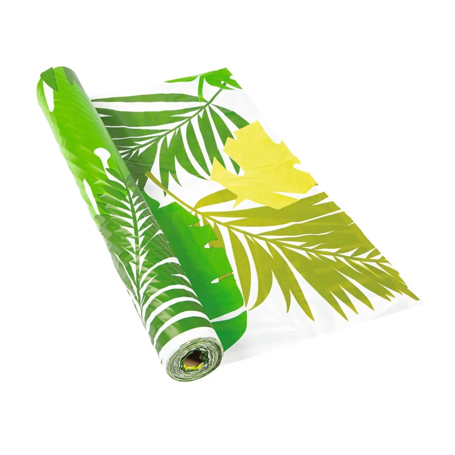 40" x 100 Ft. Tropical Leaf Disposable Plastic Tablecloth Roll, Park Picnics, Party