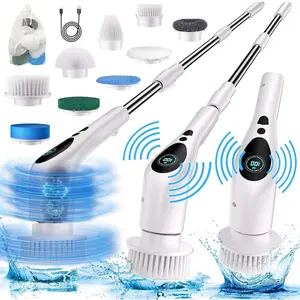 Electric Spin Scrubber, Electric Spin Cordless Tub and Tile Scrubber with Voice Broadcasting 3 Speed 9 Replaceable Clean Heads Power Spin Scrubbers