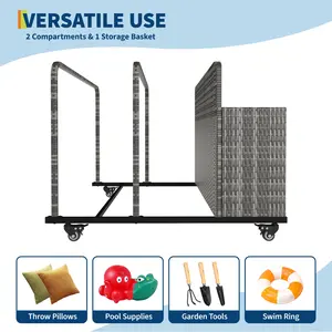 Wheeled Outdoor PE Rattan Poolside Storage Caddy – All-Weather Wicker Organizer Basket for Pool Floats, Life Vests, Swim Toys & Beach Balls – Fits Poolside, Patio & Deck Areas